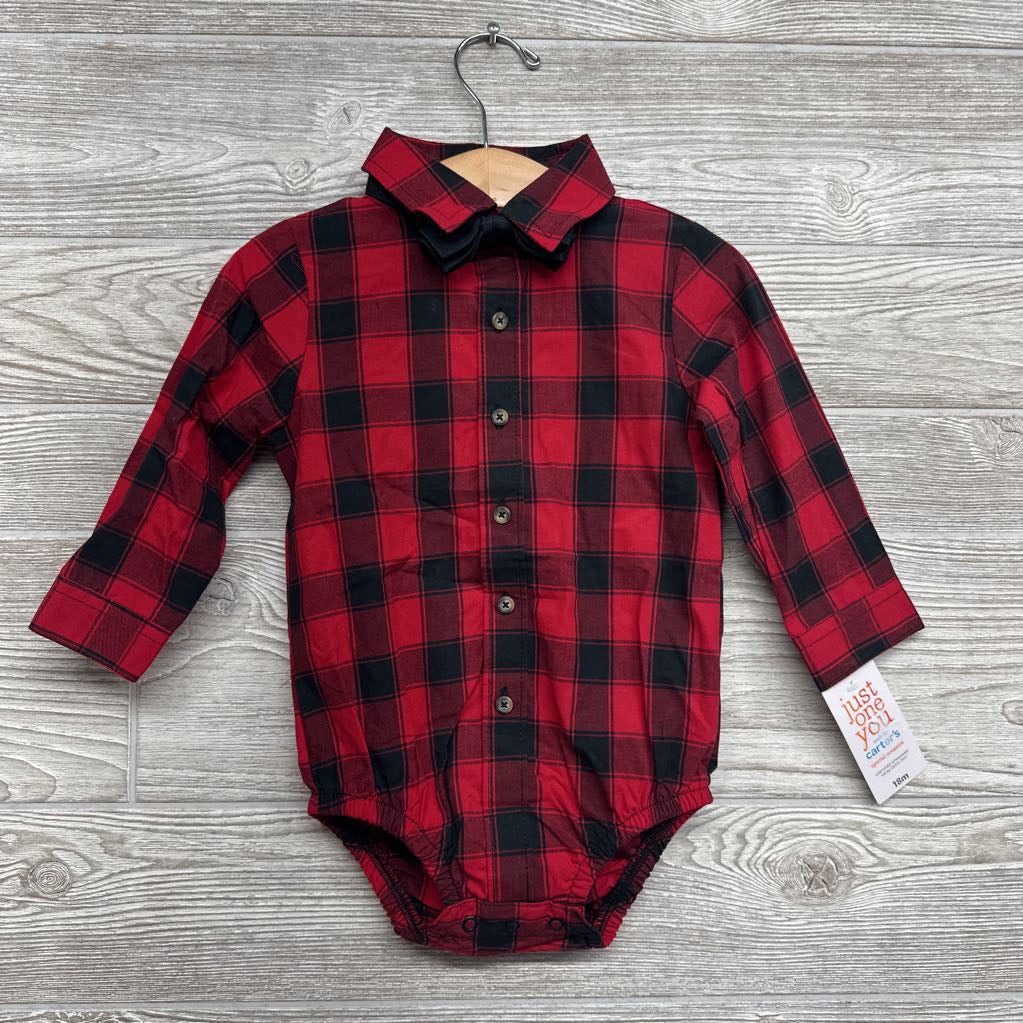 NEW Button Up Gingham Shirt & Corduroy Suspender Pants 18M