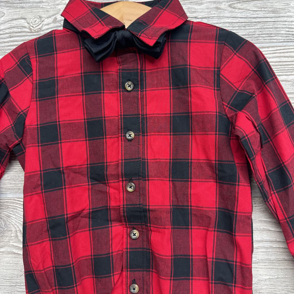 NEW Button Up Gingham Shirt & Corduroy Suspender Pants 18M