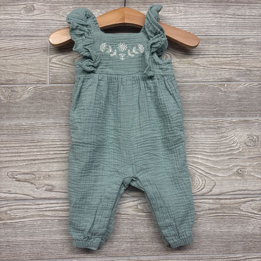 Muslin Jumpsuit Embroidered Flowers & Ruffles 3M