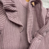Sweater Knit Overalls W/ Headwrap Bow 3-6M