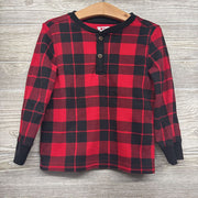 Waffle Knit Henley Shirt Plaid 3t