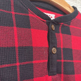 Waffle Knit Henley Shirt Plaid 3t