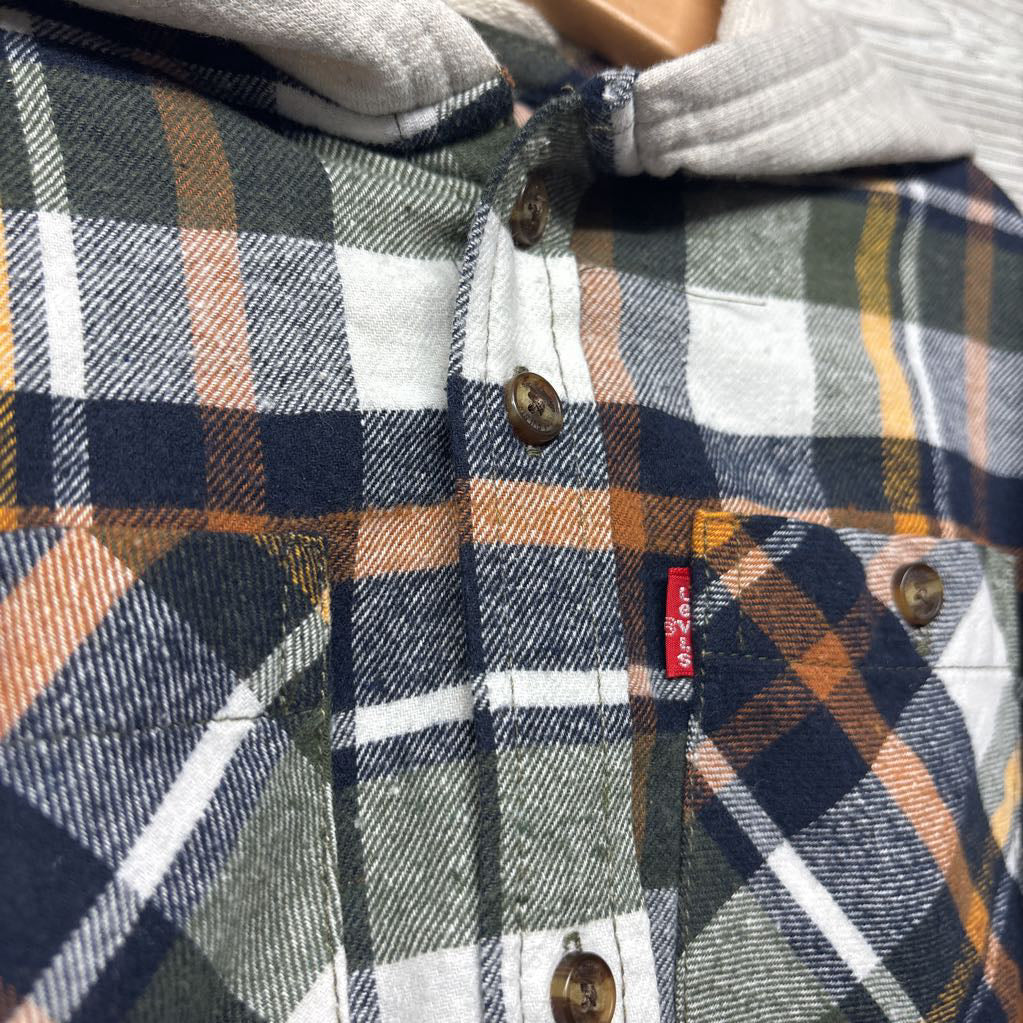 Flannel Button Up Plaid Shirt W/ Hood 8
