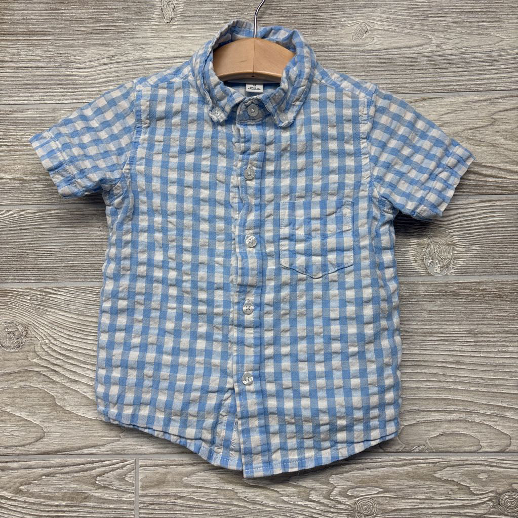 Gingham Seersucker Button Up Shirt 2t