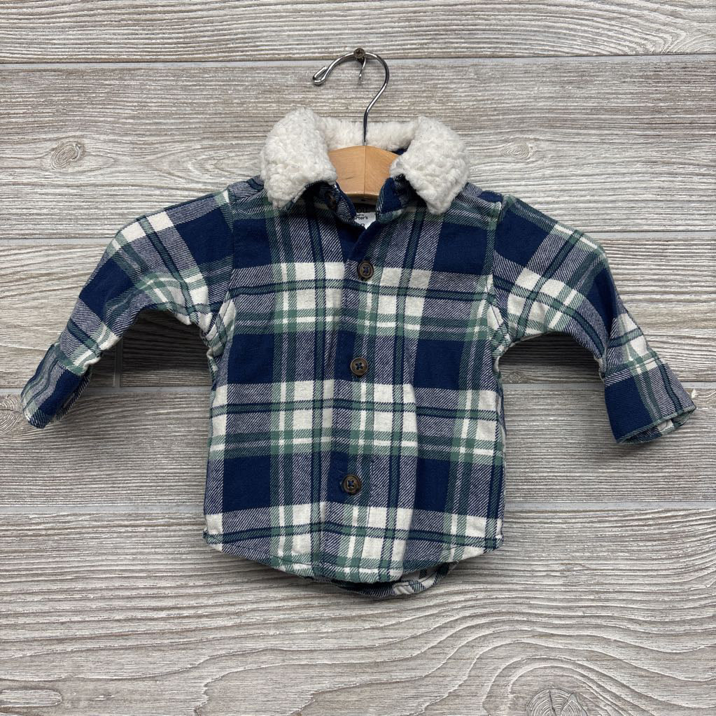 Button Up Plaid Shirt W/ Sherpa Collar NB