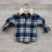 Button Up Plaid Shirt W/ Sherpa Collar NB