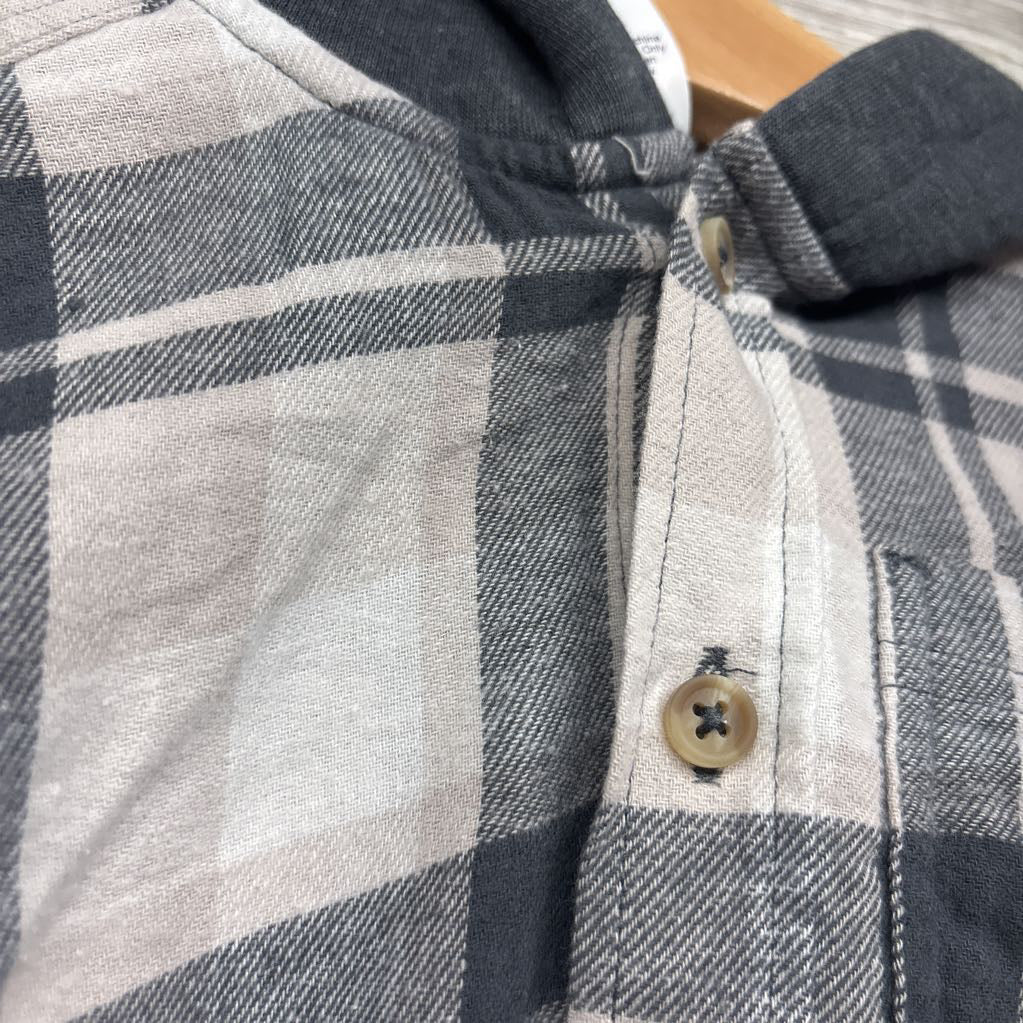 Button Up Plaid Shirt W/ Hood 3t