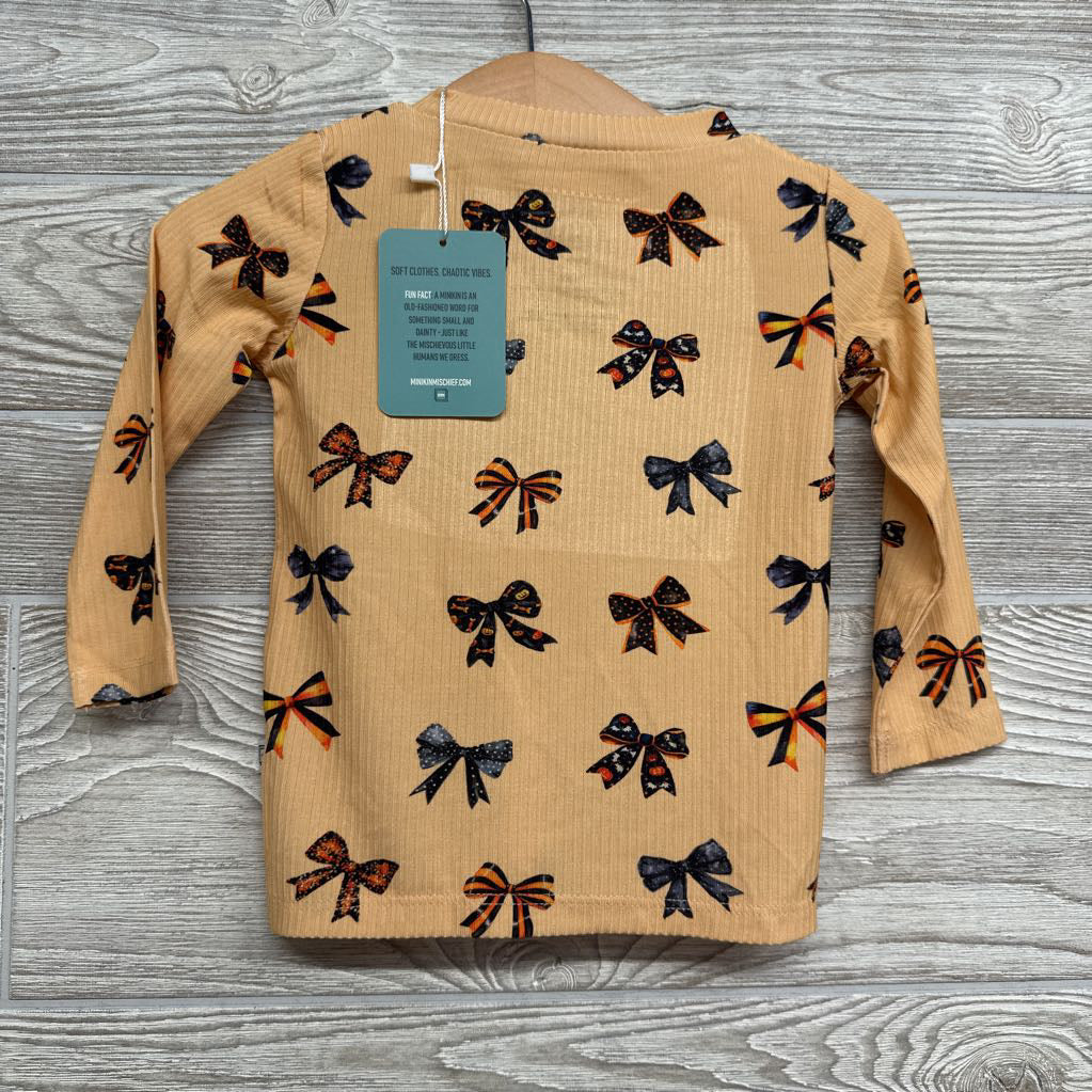 NEW Bamboo Ribbed LS Shirt Bows 9-12M