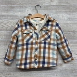 Plaid Shacket & LS Waffle Knit Henley Shirt 4T