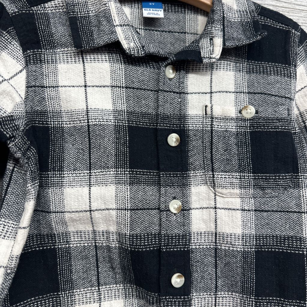 LS Plaid Button Up Flannel Shirt Chest Pocket 3T