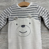 LS Velour Footed Outfit Stripes Bear 3-6M