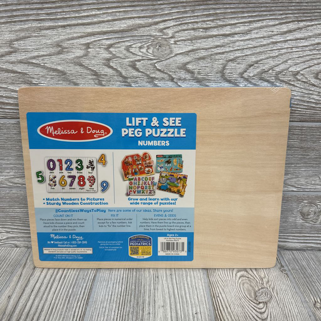 NEW Lift & See Peg Puzzle Numbers