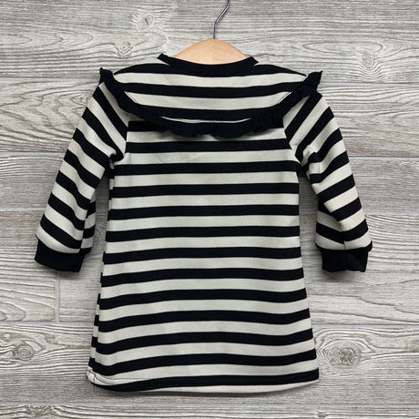LS Dress Ruffle Collar Stripes 12-18M