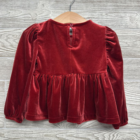 LS Velour Peplum Shirt 2t