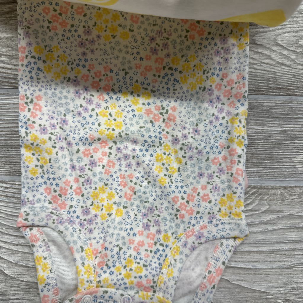 NEW 3 Pk Bodysuits Lemons, Flowers 3M