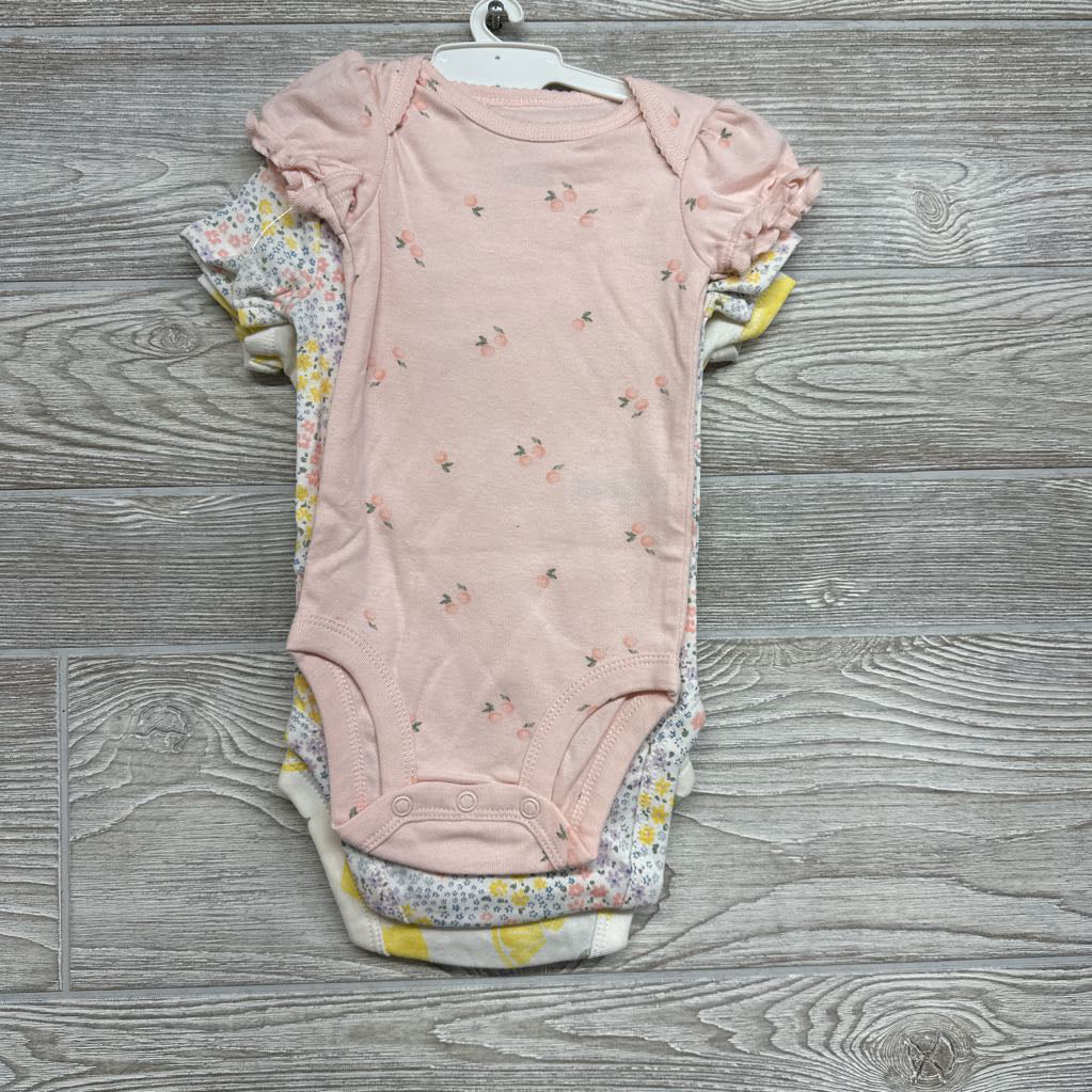 NEW 3 Pk Bodysuits Lemons, Flowers 3M