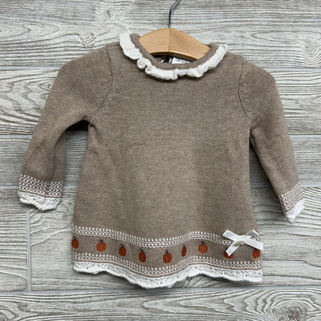LS Knit Collared Dress & Knit Tights Pumpkins 3-6M