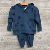 LS Henley Shirt W/ Hood & Joggers Construction Vehicles 18M