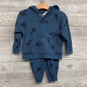 LS Henley Shirt W/ Hood & Joggers Construction Vehicles 18M