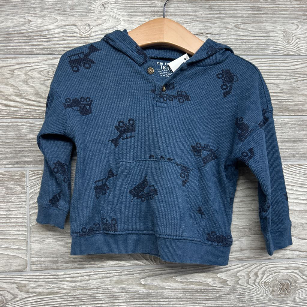 LS Henley Shirt W/ Hood & Joggers Construction Vehicles 18M