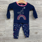 2 Pc LS PJs Rainbow Unicorn 3-6M
