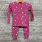 2 Pc LS Waffle Knit Pjs Snowflakes 18M