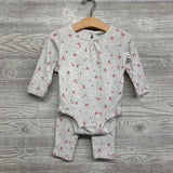 LS Waffle Knit Bodysuit & Leggings Hearts Flowers 18M