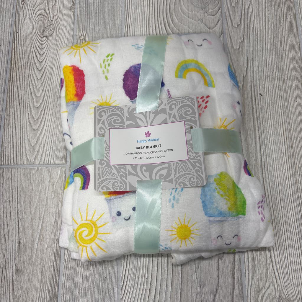 NEW Muslin Baby Blanket Snowcones Suns Rainbows *