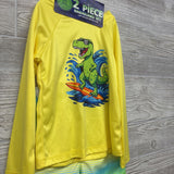 NEW LS Rash Guard & Swim Trunks Dinosaur Surfing Stripes 4T