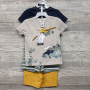 NEW 2 Pk Shirts Dinosaurs & French Terry Shorts Stripes 18M