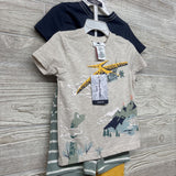 NEW 2 Pk Shirts Dinosaurs & French Terry Shorts Stripes 18M