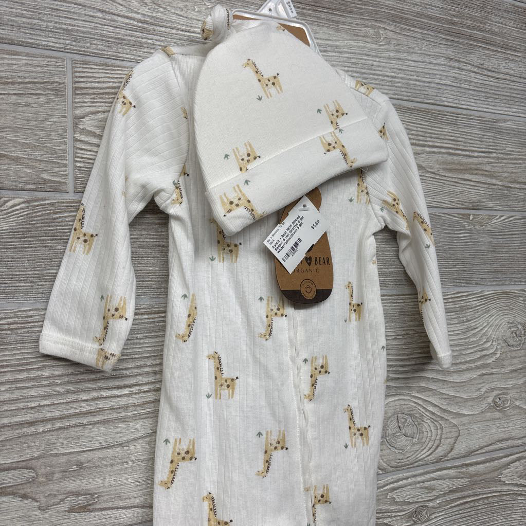 NEW Ribbed Sleeper & Hat Giraffes 6-9M