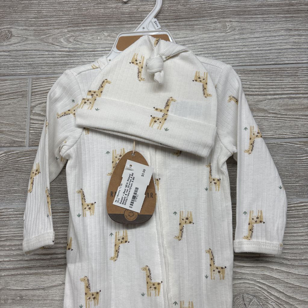 NEW Ribbed Sleeper & Hat Giraffes 6-9M