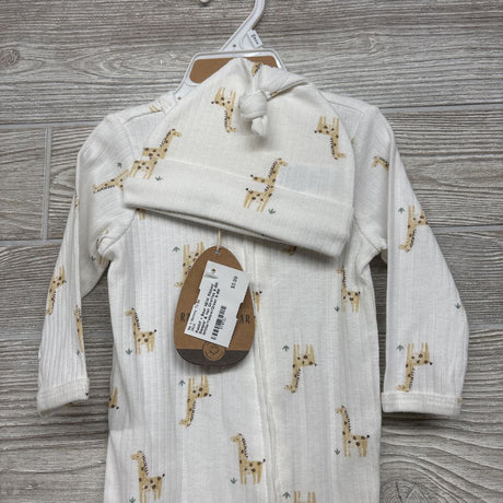 NEW Ribbed Sleeper & Hat Giraffes 6-9M