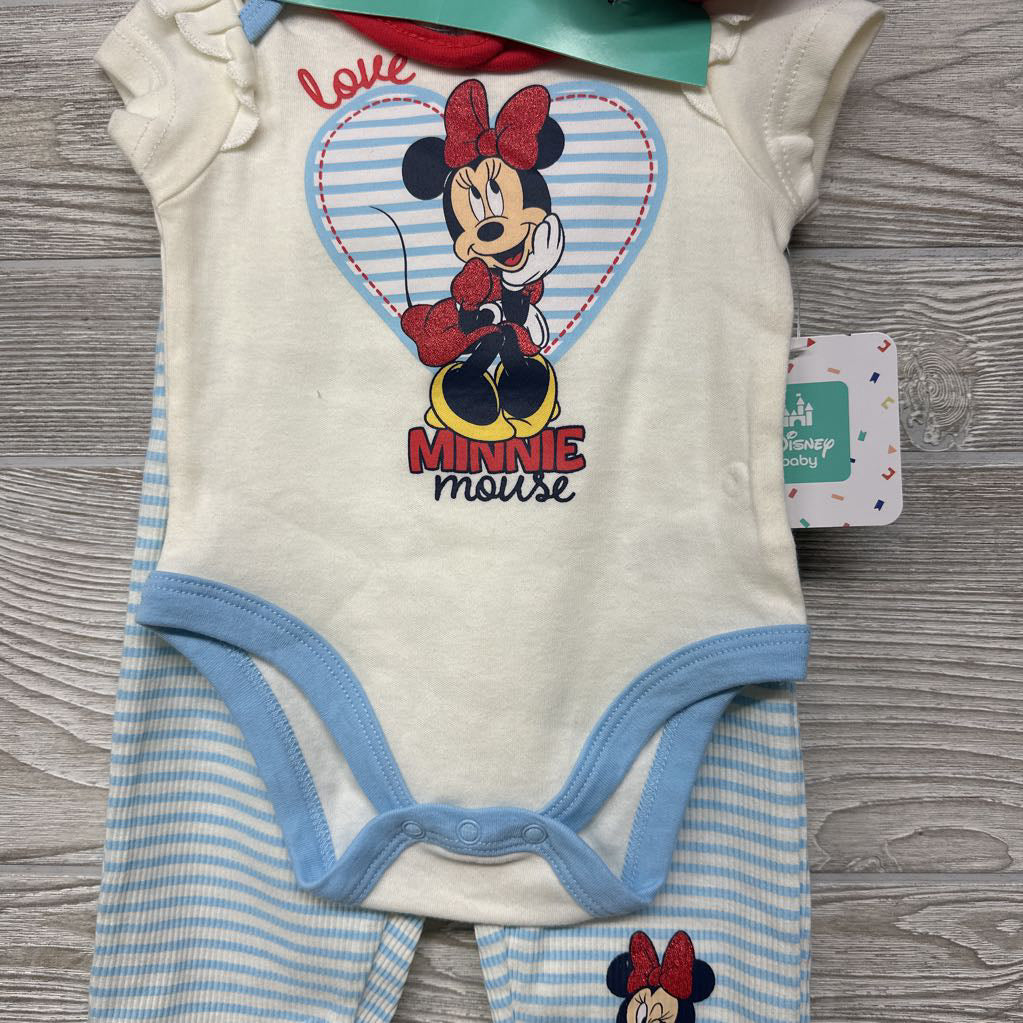 NEW Bodysuit, Bib & Pants Minnie Mouse 3-6M