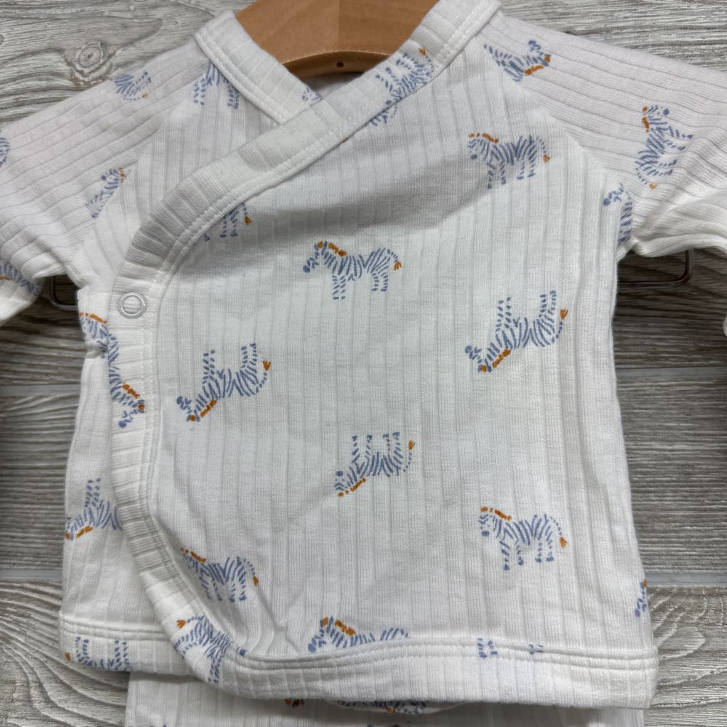 Side Snap Ribbed Shirt & Pants Zebras NB