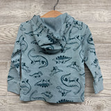 Waffle Knit Henley Shirt W/ Hood Dinosaurs 2t