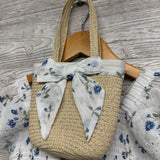 Smocked Shirt Flowers & Wicker Purse 10