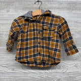 LS Plaid Button Up Flannel Shirt W/ Hood 12-18M
