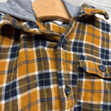 LS Plaid Button Up Flannel Shirt W/ Hood 12-18M