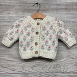 Chunky Knit Sweater Cardigan Flowers 0-6M