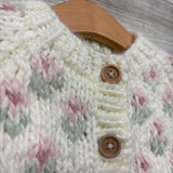 Chunky Knit Sweater Cardigan Flowers 0-6M