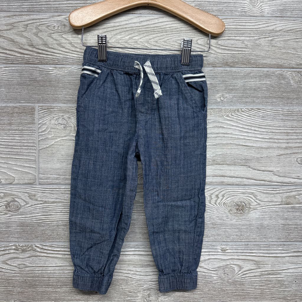 Chambray Drawstring Linen Jogger Pants 2t