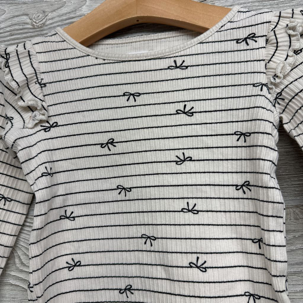 Ribbed LS Shirt Bows 2t