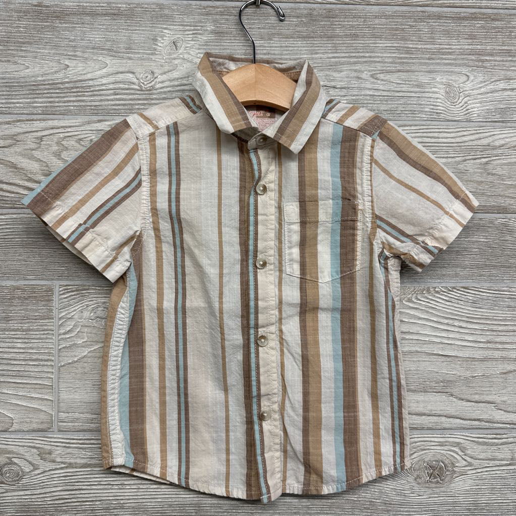 Button Up SS Shirt Stripes 4t
