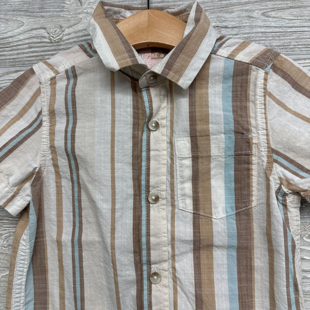 Button Up SS Shirt Stripes 4t