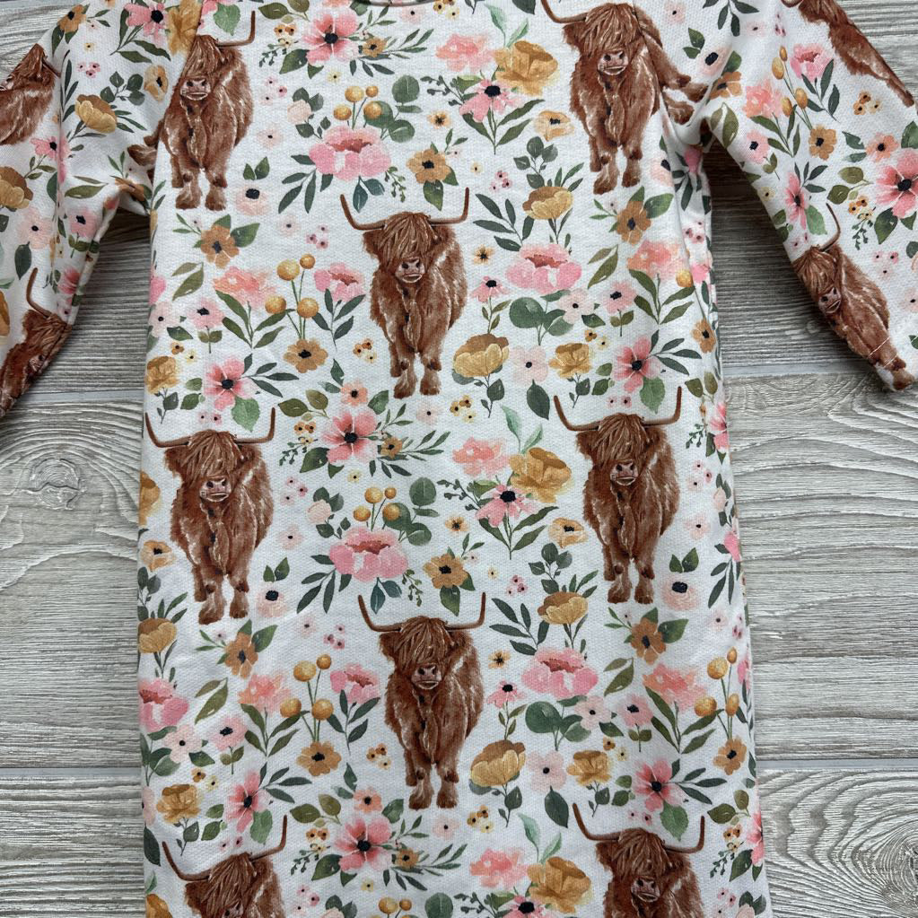 Knot Gown Highland Cows & Flowers 0-3M