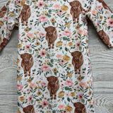 Knot Gown Highland Cows & Flowers 0-3M