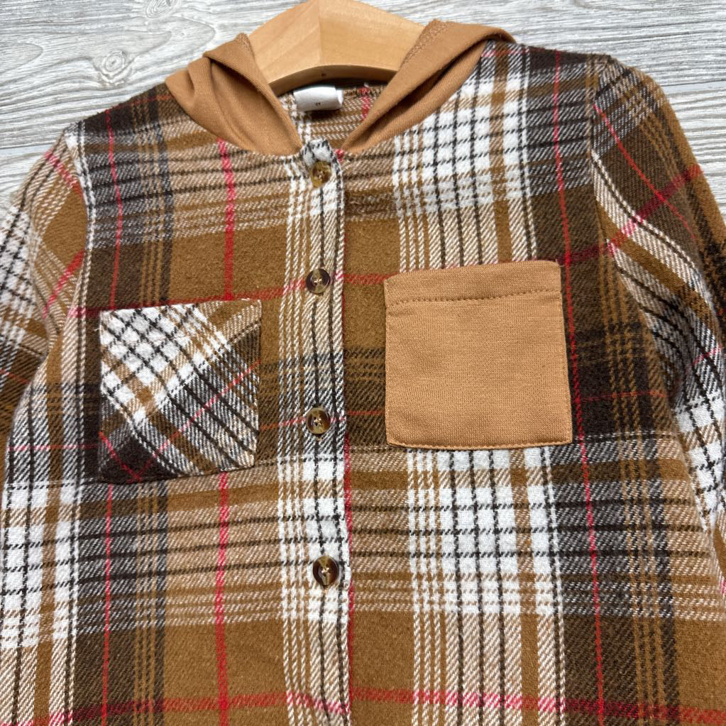 Plaid Button Up Shirt W/ Hood 4t