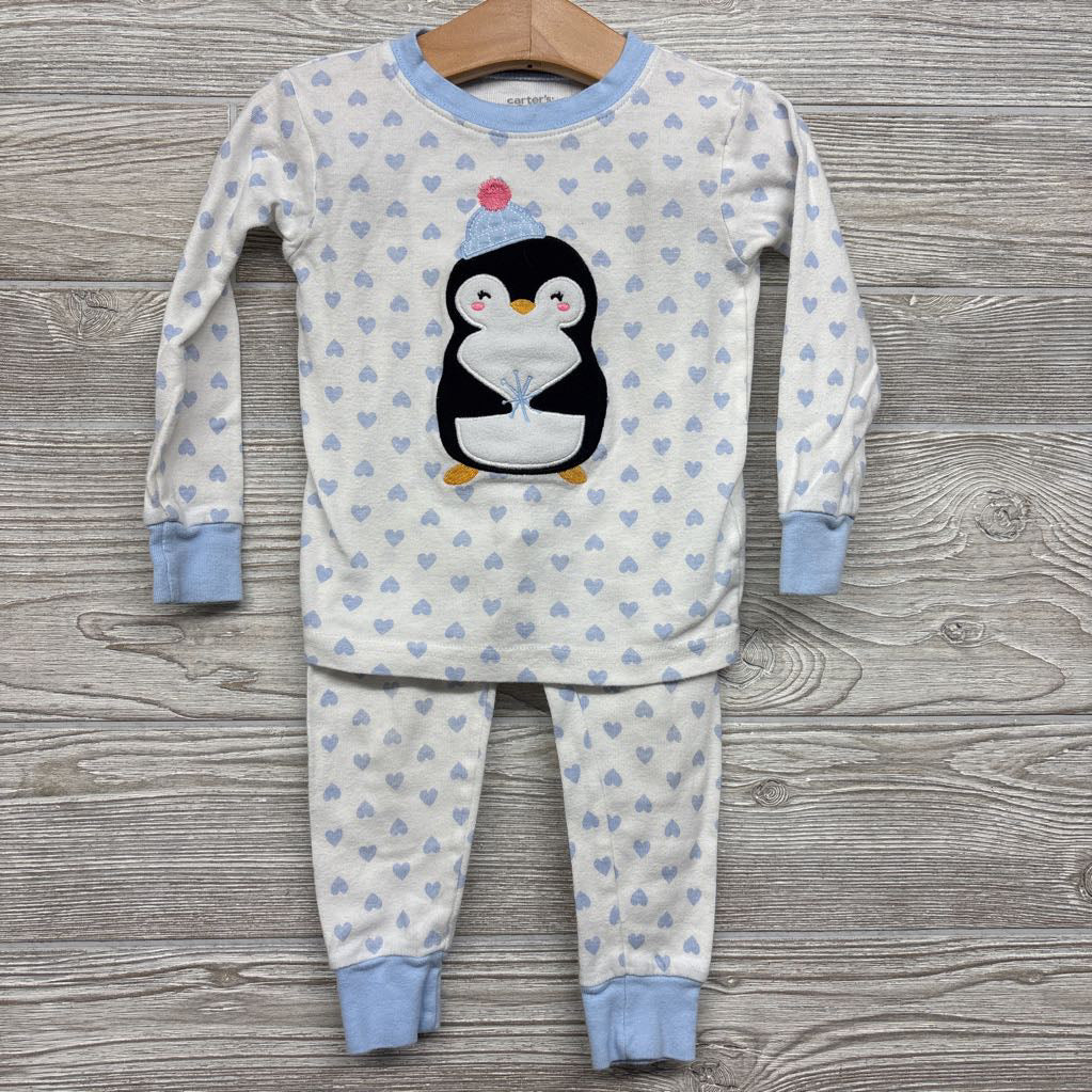 2 Pc LS PJs Hearts Penguins 24M